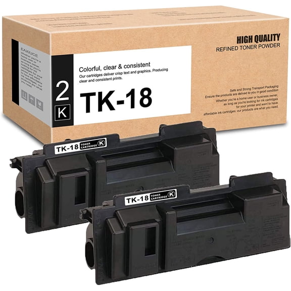 2 Black TK-18 Toner Cartridge Compatible 370QB0KM Cartridge Replacement for Kyocera FS-1018 FS-1020 FS-1118 Printers