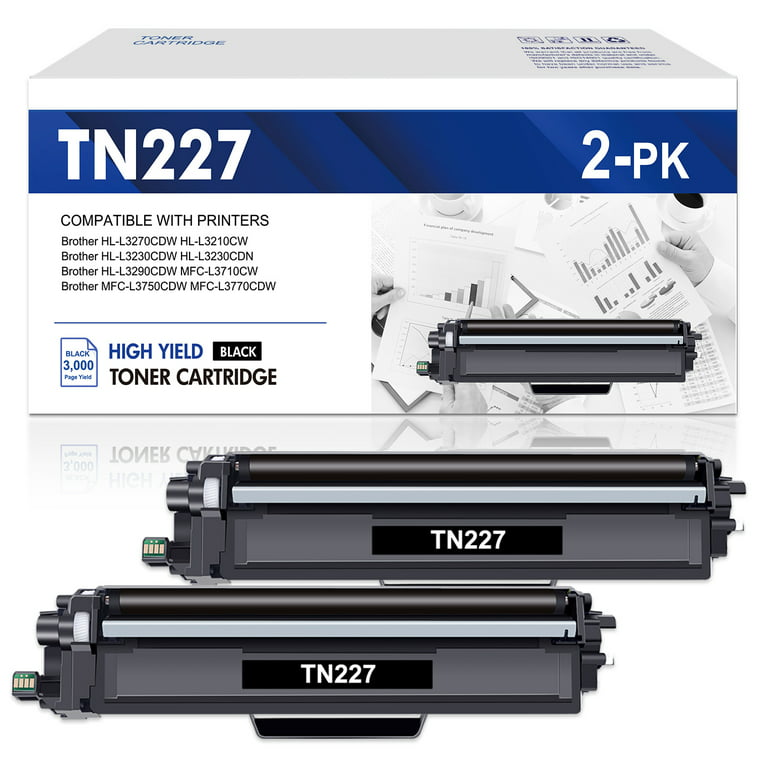 2 Black TN227 TN 227 / TN-223BK Toner Cartridge Replacement for Brother  DCP-L3510CDW L3550CDW MFC-L3770CDW L3710CW L3730CDW HL-3210CW 3230CDW  3270CDW