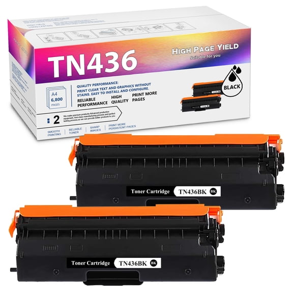 2 Black TN436 / TN436BK Toner Cartridge Replacement for Brother HL-L8260CDW L8360CDW L8360CDWT L9310CDW L9310CDWTT DCP-L8410CDW MFC-L8610CDW L8900CDW L8690CDW L9570CDW Printer