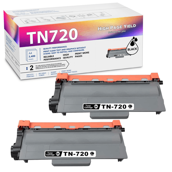 2 Black TN720 Toner Cartridge Replacement for Brother HL-5440D 5450DN 5470DW/DWT 6180DW/DWT Brother DCP-8110DN 8150DN 8155DN 8510DN Brother MFC-8710DW 8810DW 8910DW 8950DW/DWT Printer