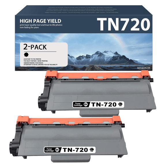 2 Black TN720 Toner Cartridge Replacement for Brother HL-5440D 5450DN 5470DW/DWT 6180DW/DWT Brother DCP-8110DN 8150DN 8155DN 8510DN Brother MFC-8710DW 8810DW 8910DW 8950DW/DWT Printer