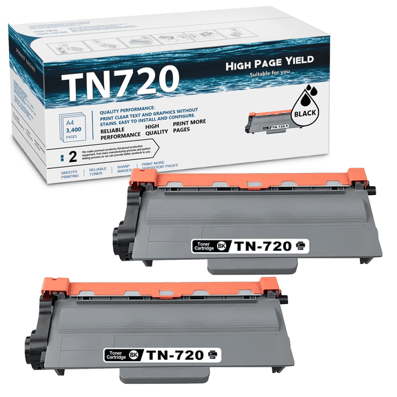 2 Black TN720 Toner Cartridge Replacement for Brother HL-5440D 5450DN 5470DW/DWT 6180DW/DWT Brother DCP-8110DN 8150DN 8155DN 8510DN Brother MFC-8710DW 8810DW 8910DW 8950DW/DWT Printer
