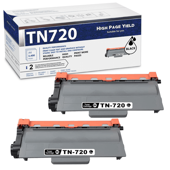 2 Black TN720 Toner Cartridge Replacement for Brother HL-5440D 5450DN 5470DW/DWT 6180DW/DWT Brother DCP-8110DN 8150DN 8155DN 8510DN Brother MFC-8710DW 8810DW 8910DW 8950DW/DWT Printer