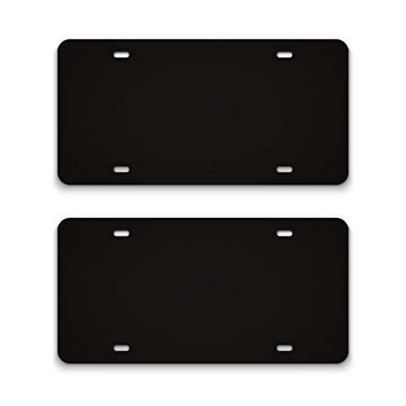 2 Black Ultra Thick Blank Aluminum Composite Metal License Plates -Wholesale Car Tags for Customization - Personalize With Vinyl - Bulk Engravable Automotive Plate Tag - Black License Plate Tag