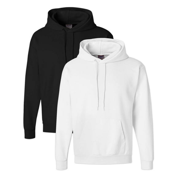 2 Black an White Hanes Sweatshirt EcoSmart Pullover Hoodies for Men Pack of 1