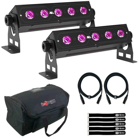 (2) Blizzard Lighting Mikrokassette Mini Mighty RGBW LED Wash Fixtures with Transport Bag Package