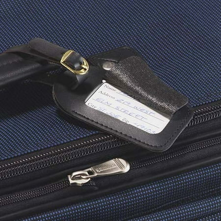 2 Blk Large Stylish Vinyl Luggage Tags