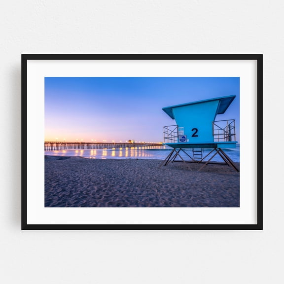 2 Blue - Oceanside California Photography Black Framed Wall Art Print 20 x 30 inches