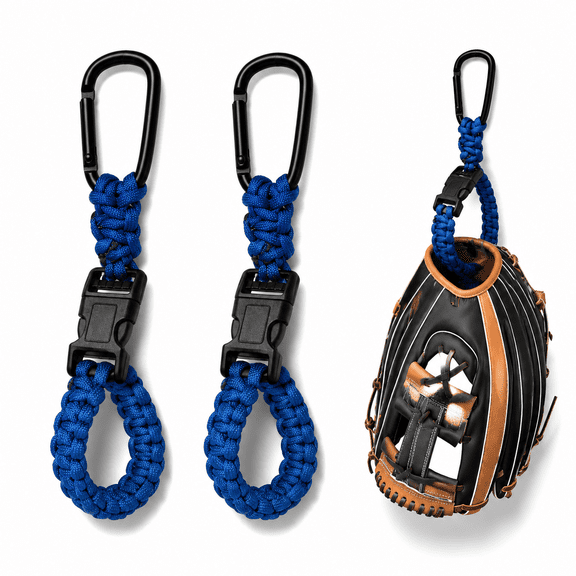 2-Blue Paracord Baseball & Softball Glove Gear Holder Clip with Hook