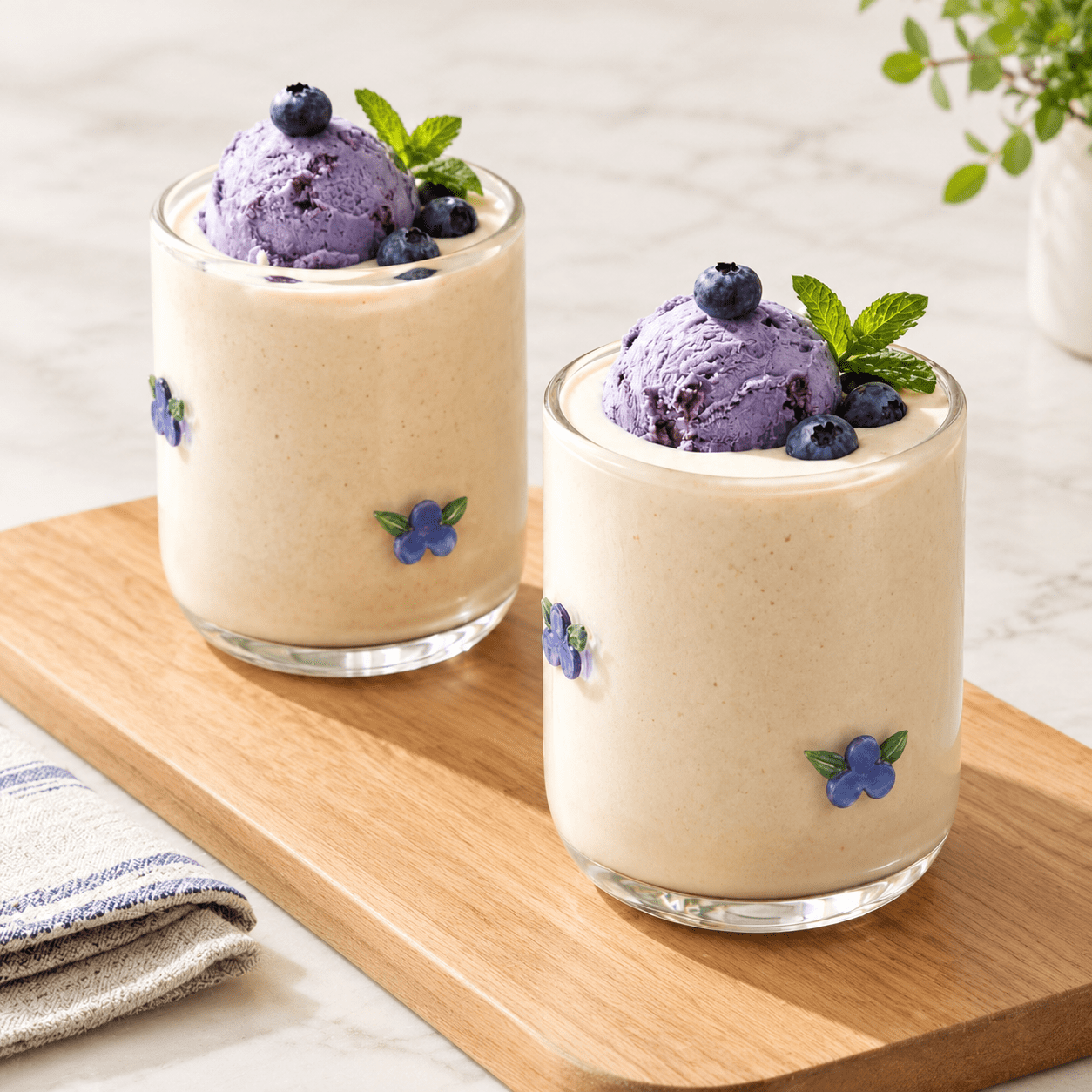 2 Blueberry Icon Juice Glasses, 14oz Stemless Glassware for Beverages ...
