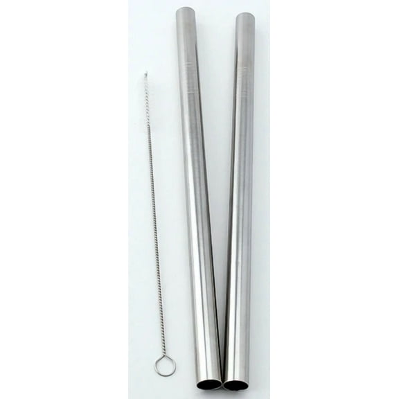 2 Boba Bubble Tea Stainless Steel Straws Fits Mugs Extra Wide 1/2" 9.5" Drinking