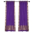 thumbnail image 1 of 2 Boho Purple Indian Sari Ring Top cafe Curtains Kitchen Drapes-43W x 24L, 1 of 4