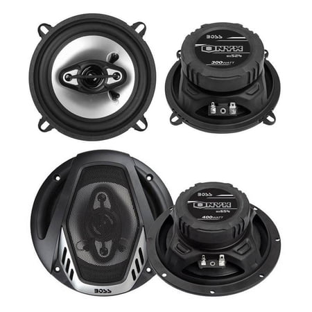 2) Boss NX524 5.25" 300W + 2) NX654 6.5" 400W 4-Way Car Audio Coaxial Speakers