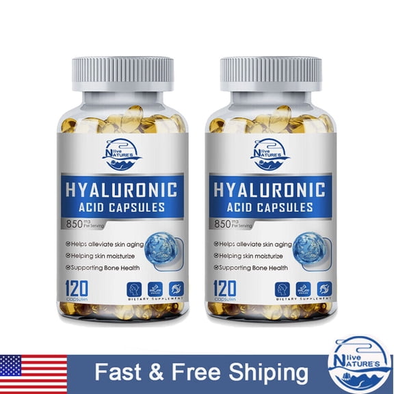 (2 Bottle)LN Hyaluronic Acid Supplement for Anti Aging and Joint Support 120*2 Capsules