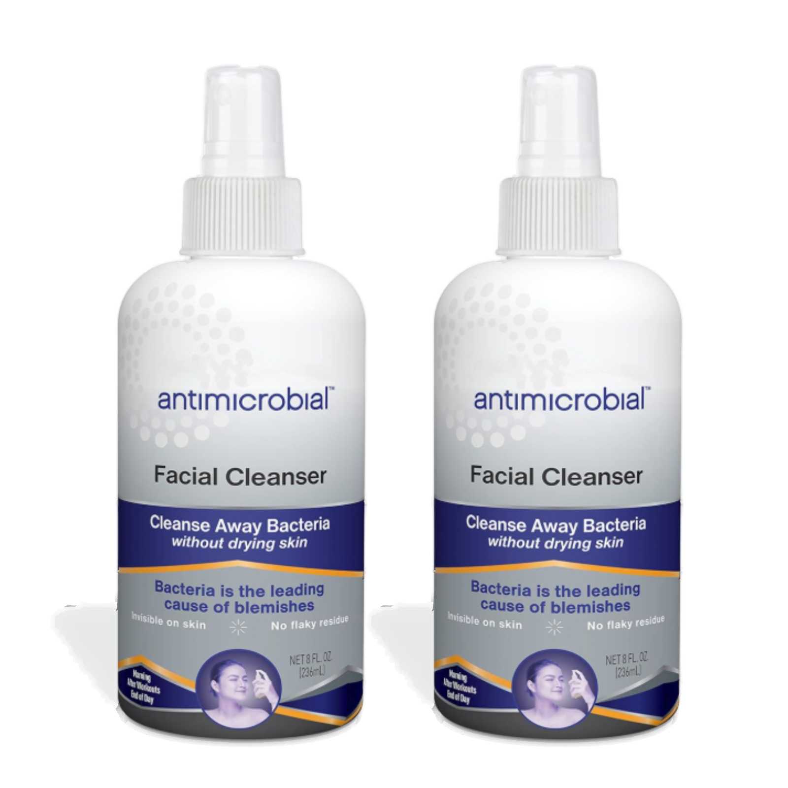2 Bottle Skin Smart Antimicrobial Spray, Acne Foaming Cream Cleanser, Skin_Smart Facial Cleanser for Acne, 8 oz Spray Bottle