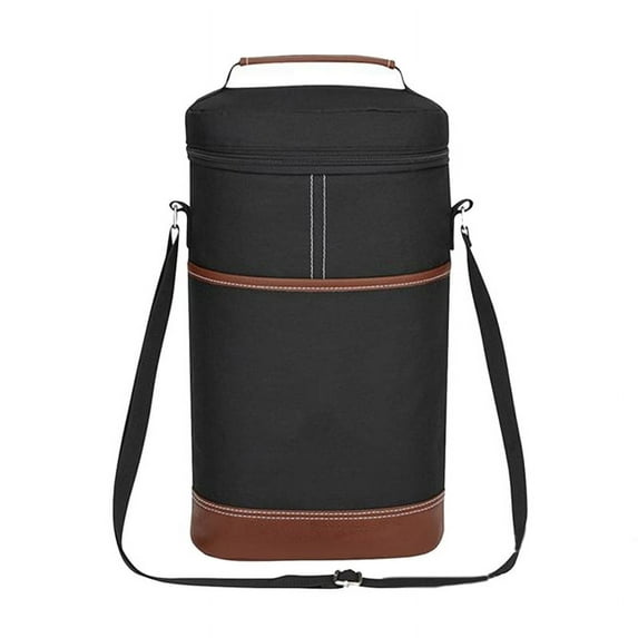 2 Bottle Wine Bag Wine Carrier Tote Bag, Leakproof & Insulated Wine Cooler Bag Wine Bottle Gift Bag Black
