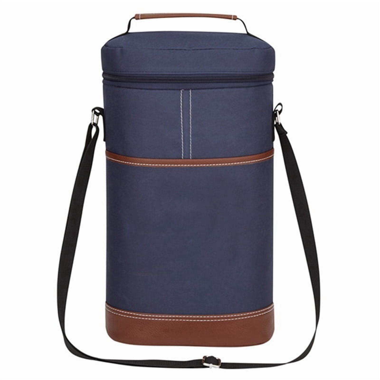 2 Bottle Wine Bag Wine Carrier  Tote Bag, Leakproof & Insulated Wine Cooler Bag Wine Bottle Gift Bag Navy Blue