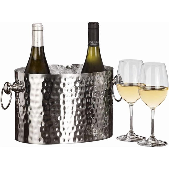 2-Bottle Wine Chiller Ice Bucket | Keeps Bottles Cold Without Touching Ice | Handcrafted Artisan Design | Patented Technology | Stainless Steel