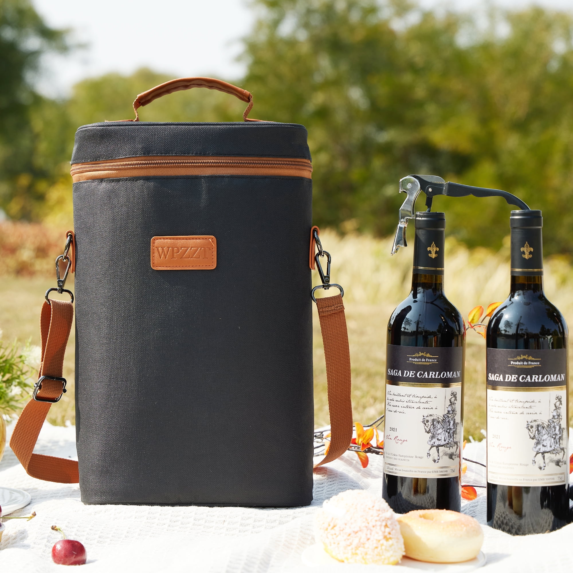 Wine Carrier Bag OPUX Insulated 6-Bottle Wine Tote Carrier Bag - Cooler Case  For Travel, Picnic, Beach Jute Wine Bags And Carriers