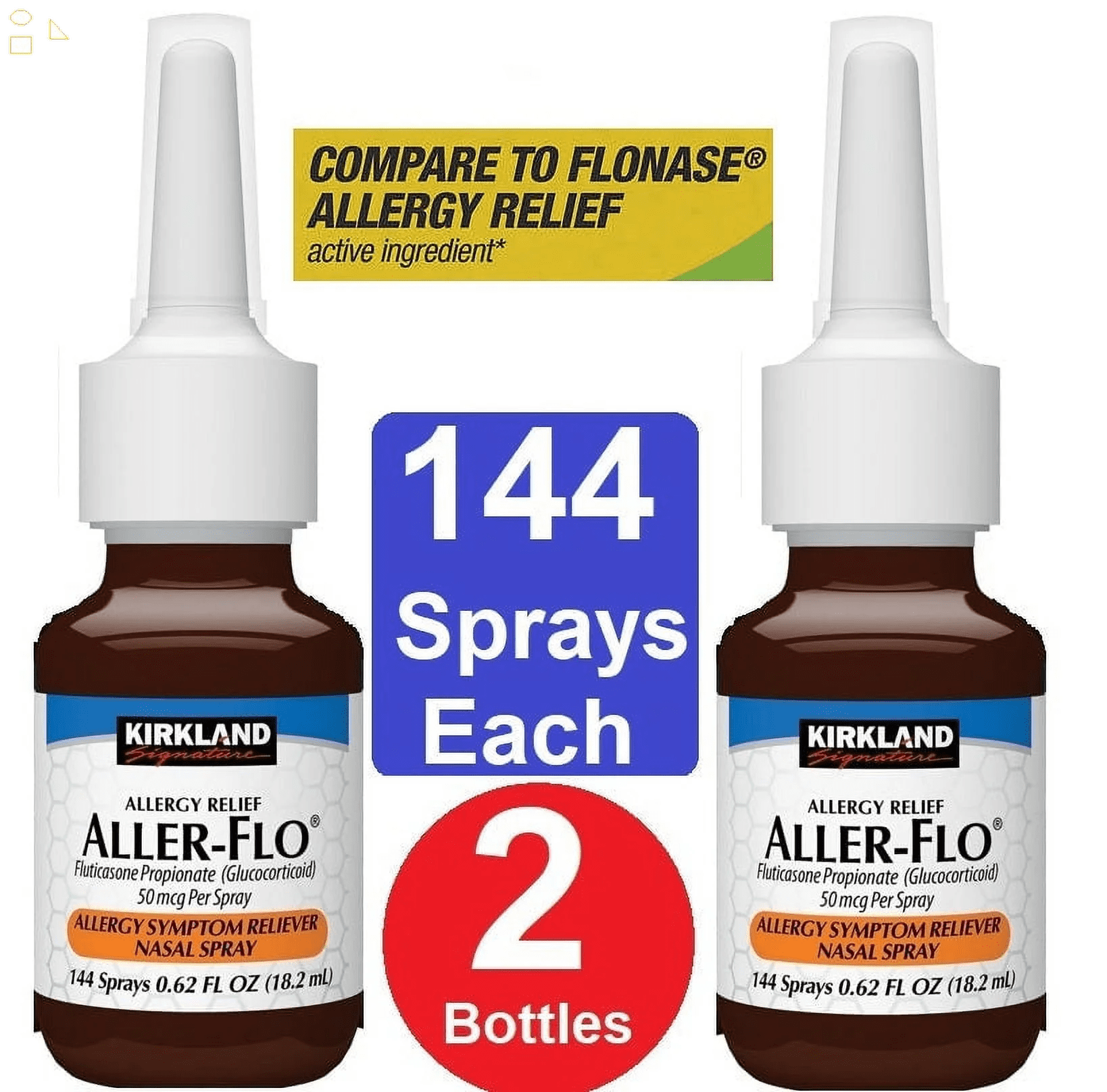 ( 2 Bottles ) 24Hour Allergy Relief Nasal Spray, Fluticasone Propionate (Glucocorticoid), 50