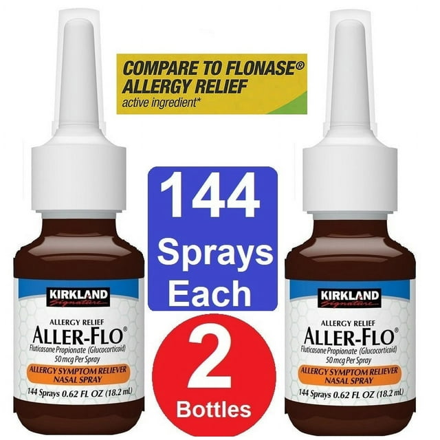 ( 2 Bottles ) 24Hour Allergy Relief Nasal Spray, Fluticasone