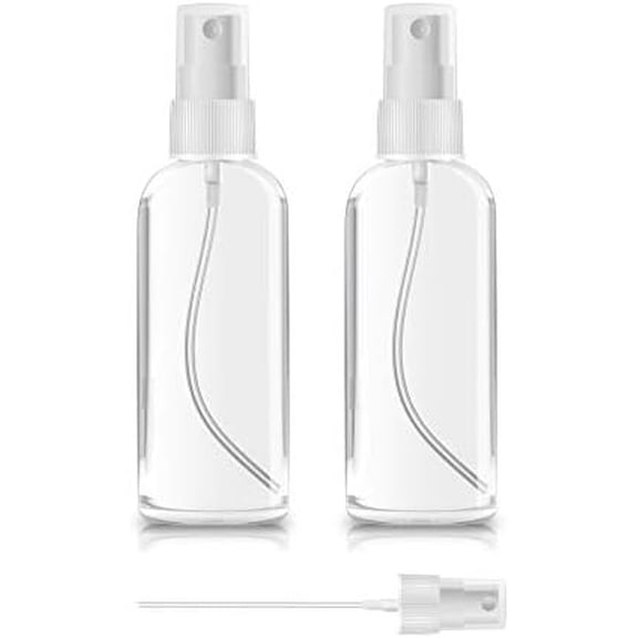 2   Bottles 2oz Clear  Empty Refillable Mini Spritzer for Travel, Cleaning, Gardening,  Care Atomizer for Essential Oils, Perfume