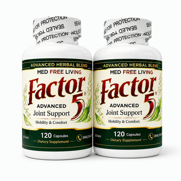 2 Bottles Factor 5 Joint Daily Routine Aid 120 Count Each, Packaging May Vary