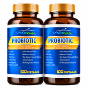 2 Bottles   Probiotic 100 Billion CFU + Plant Enzymes   200 Caps   Advanced Digestive Support
