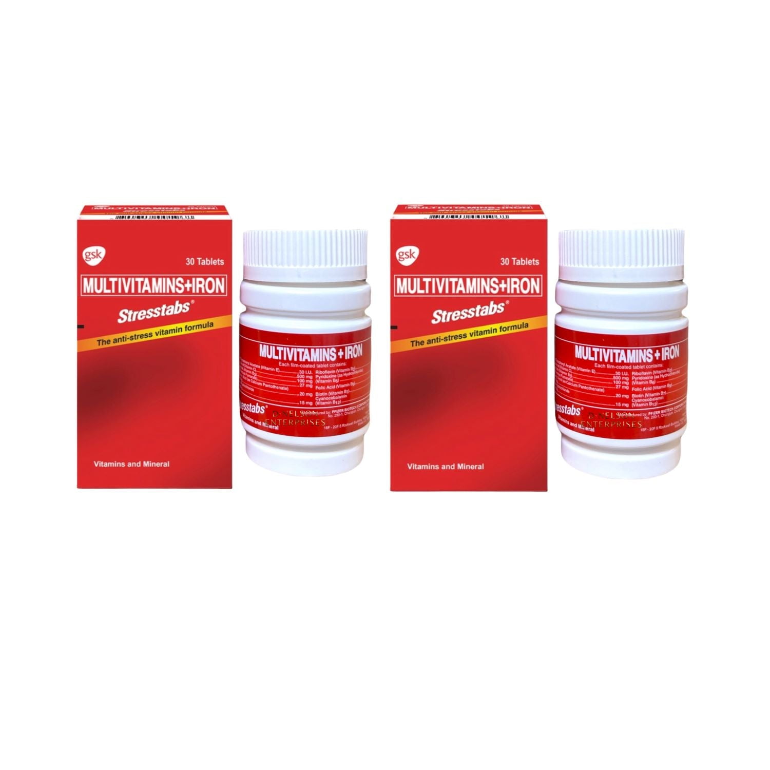 STRESSTABS Multivitamins + Iron Supplement for Adults AntiStress