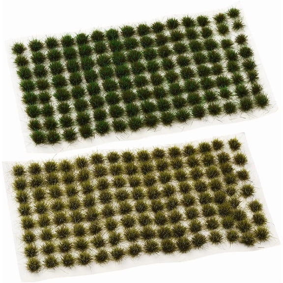 2 Box 208Pcs Miniature Landscape Grass Static Bushy Tufts Shrubs Plastic Green Olive Model Railroad Scenery Sand Table Vegetation for Diorama Layout Wargame Diorama Decoration Kit Crafting