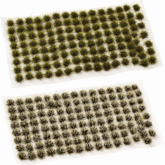 2 Box 208Pcs Model Train Scenery Grass Miniature Plastic Tufts Static Bush Shrubs Diorama Railroad Layout Green Vegetation for Wargaming Diorama Table Decoration Model Landscaping Accessories