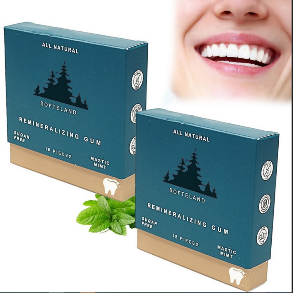 2 Box/36 Pcs Remineralizing Chewing Gum, Organic Mastic Mint Miracle Remineralizing Chewing Gum