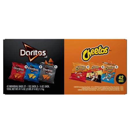 (2 Box) Frito-Lay Doritos & Cheetos Mix Variety Pack Snack Chips Multipack 42 Count