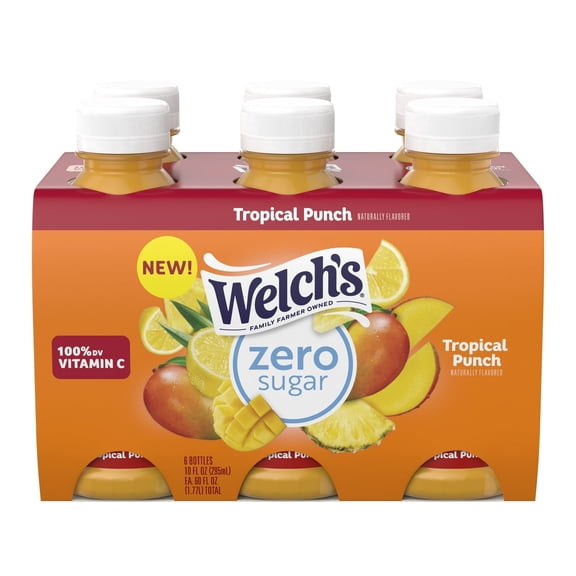 ( 2 Box ) WELCH'S 10 FL OZ ZERO SUGAR DRINK - TROPICAL PUNCH