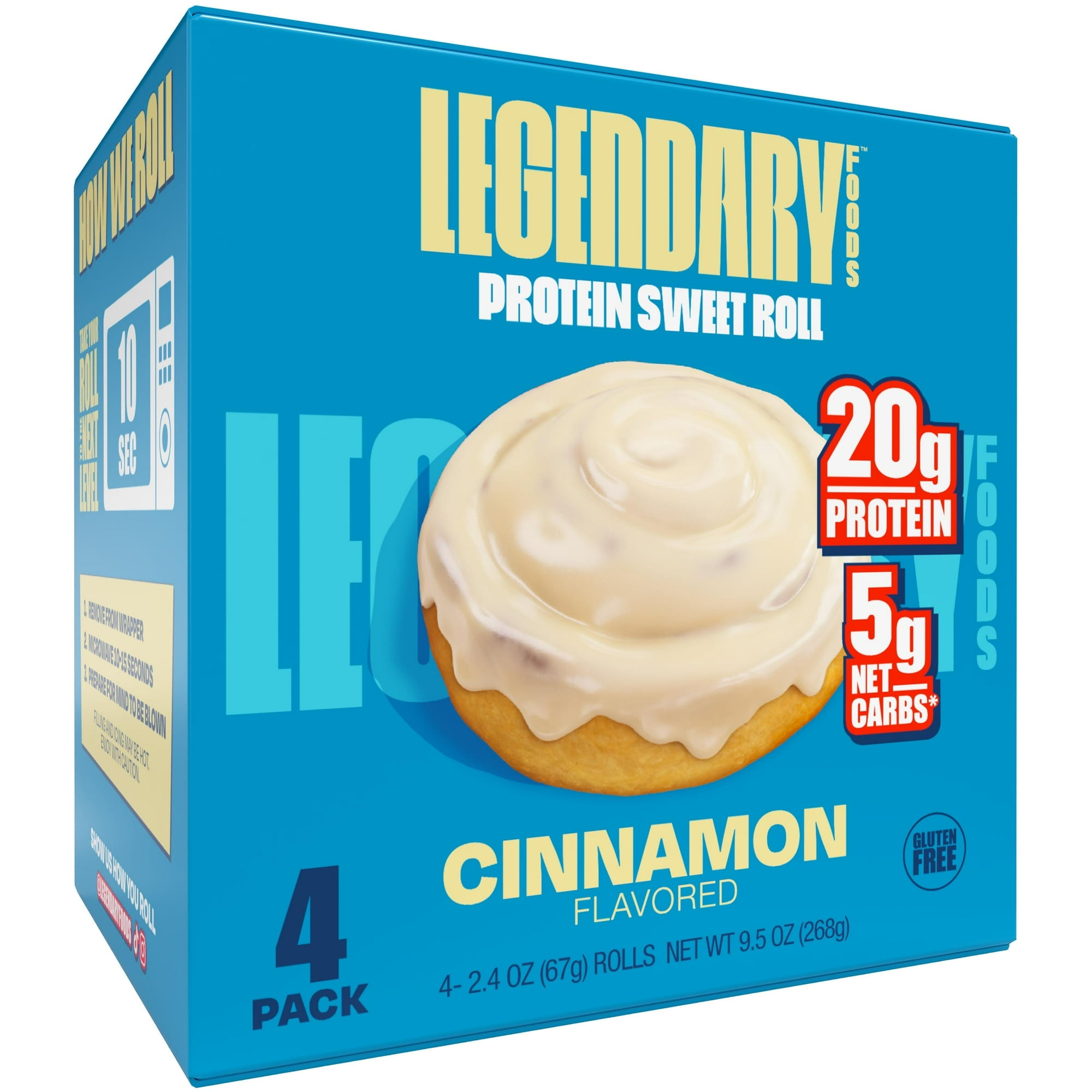 (2 Box of 4 Count) Legendary Foods Protein Sweet Roll - Cinnamon 4 Pk