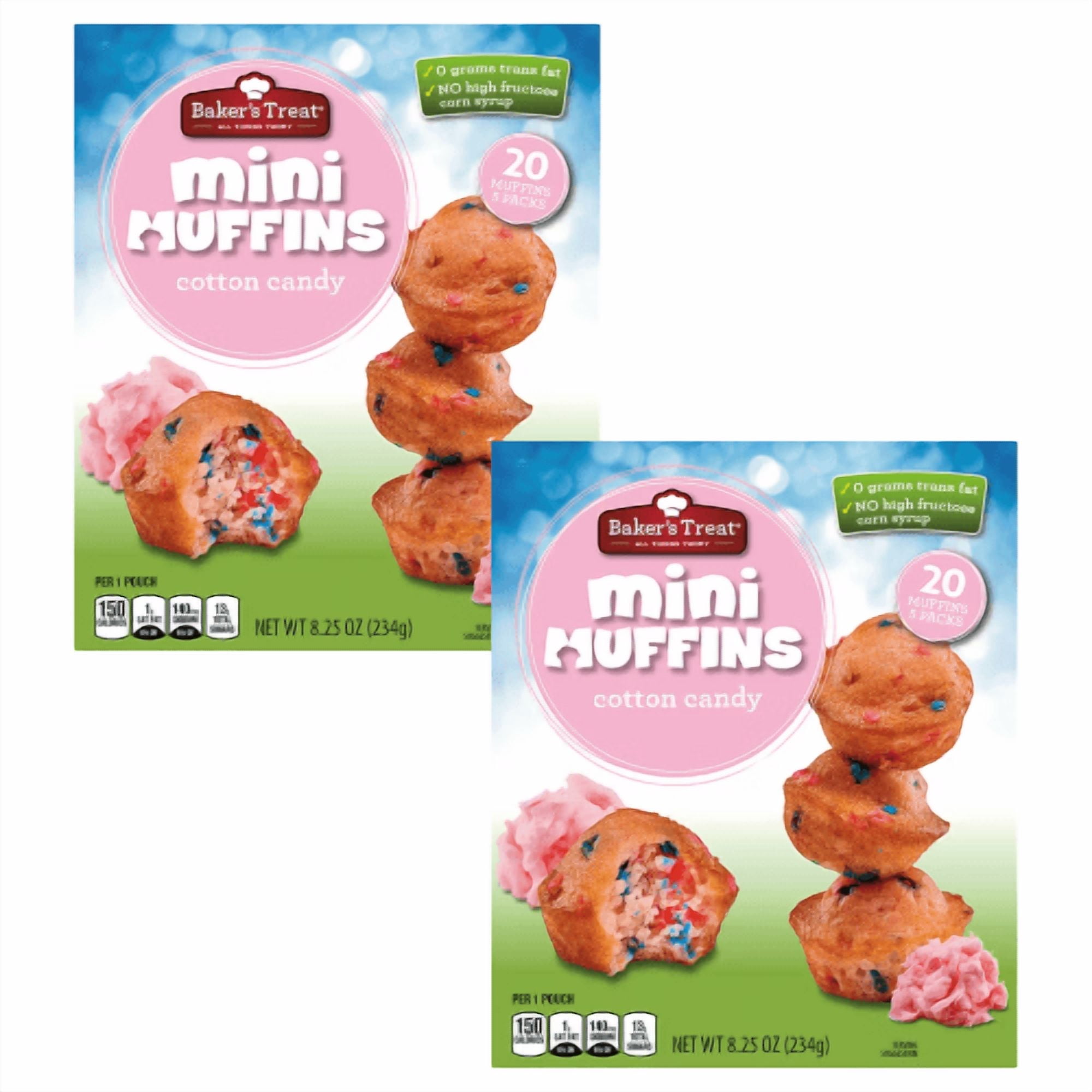 2 Boxes Baker's Treat Cotton Candy Muffins, 20 Pack