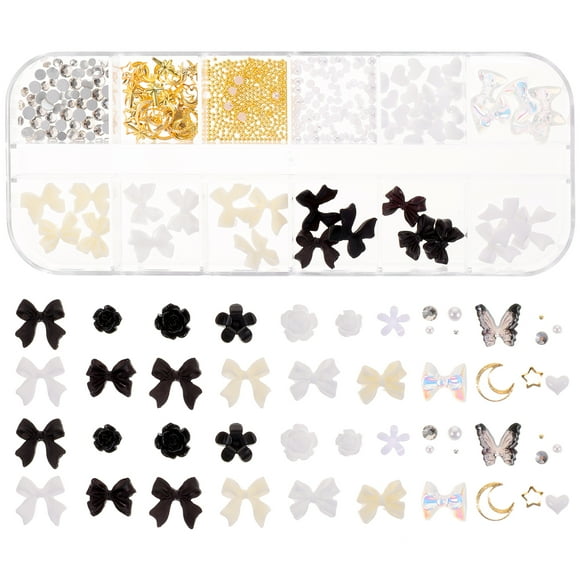2 Boxes Black Nail Diamonds Jewelry for Nails Decoration Rhinestones Gems Rivet Art Charms Gel Accessories
