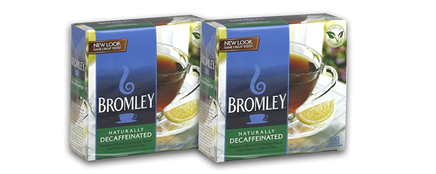2 Boxes Bromley Naturaly Decaffeinated Tea 100 tea bags Decaf (Premium ...