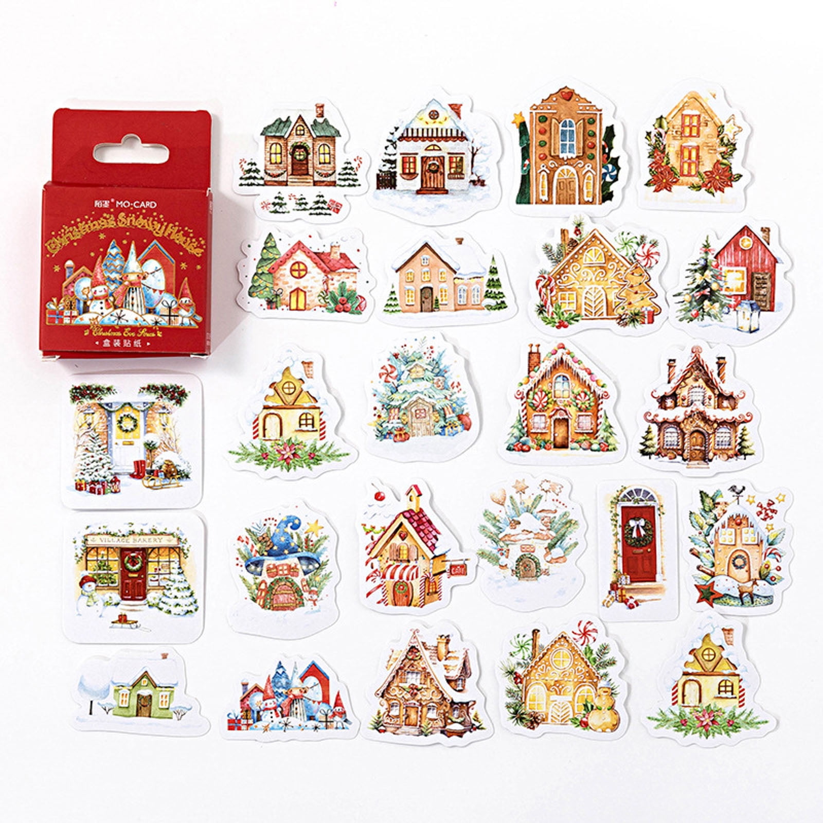 2 Boxes Christmas Night Stickers Retro Holiday Hand Tent DIY Decoration