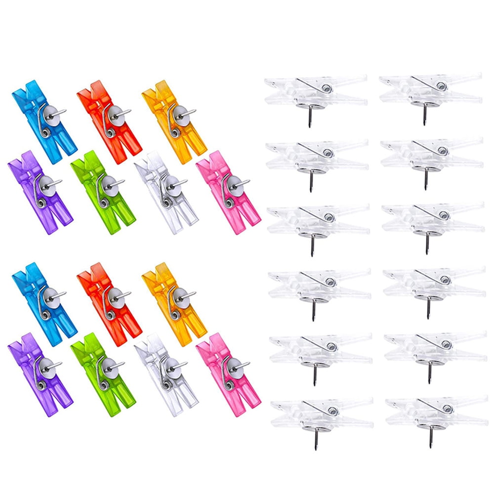 2 Boxes Clip Nail Thumbtack Home Decor Mini Plastic Clothespins Push