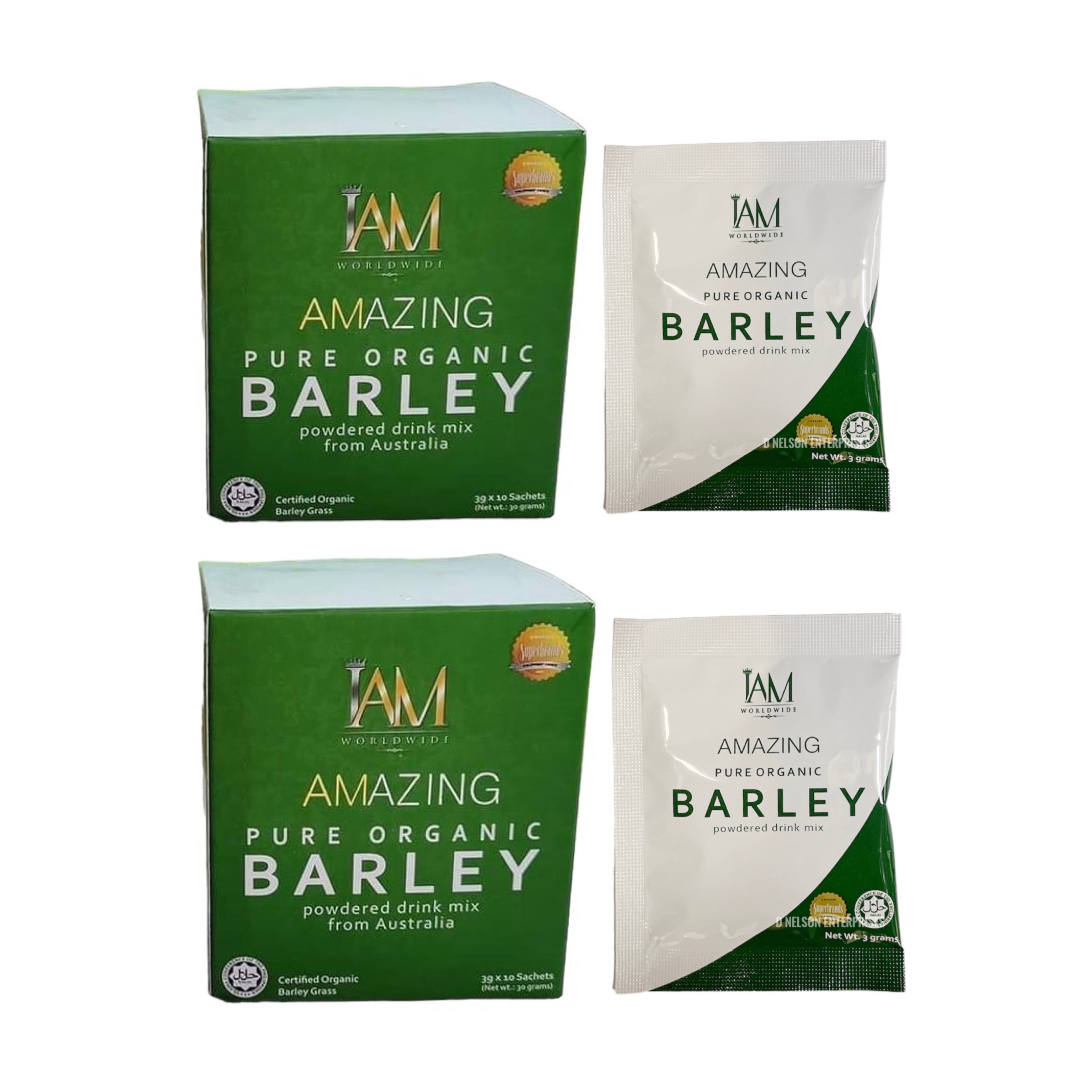 2 Boxes IAM Worldwide Amazing Pure Organic Barley Powdered Drink Mix