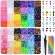 2 Boxes Jelly Rhinestones for Bedazzling, 40000Pcs 3/4/5mm Multicolor Flatback Resin Gems for Crafting, Bedazzler Kit with Tweezer for DIY Crafts Tumblers Shoes Fabric Decor Nail Art