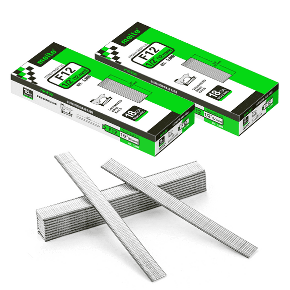 2 Boxes MEITE 18 Gauge Brad Nails, 1/2 Inch 18GA Brad Nails, Galvanized Nails for Pneumatic, Electric Brad Nailer Gun (5,000 Pcs/box)