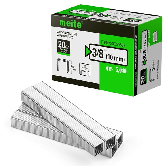 MEITE 20GA 50 Type Galvanized Staples,1/2" Crown 3/8" Length for Upholstery 5,040 Pcs/Box(2 Boxes)