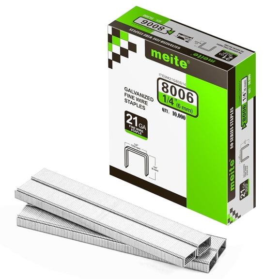 MEITE 21GA 80 Type Galvanized Staples,1/2" Crown 1/4" Length for Upholstery 10,000 Pcs/Box(2 Boxes)