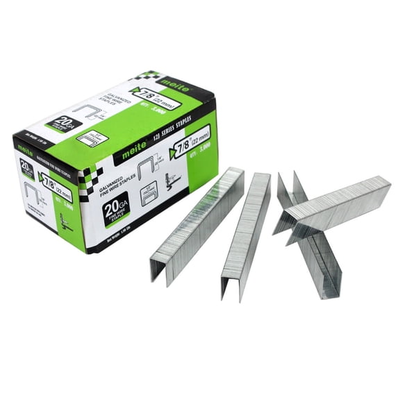MEITE 20GA J12 Series Galvanized Staples, 1/2" Crown 7/8" Length for Upholstery 3,000 Pcs/Box(2 Boxes)