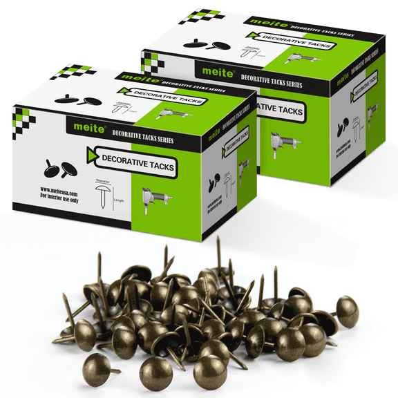 2 Boxes MEITE Upholstery Tacks 3/8-inch Head Dia. Bronze Tack Nails (500 Pcs/Box)