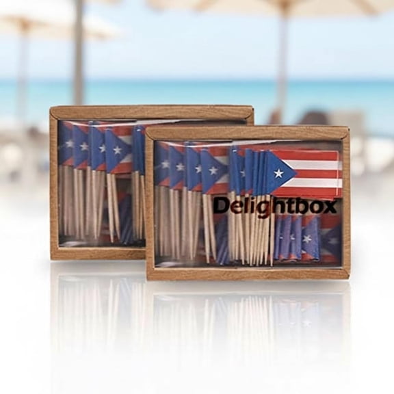 2 Boxes Mini Toothpick Flags for Puerto Rico, Perfect for Cocktails, Appetizers, and Party Decorations