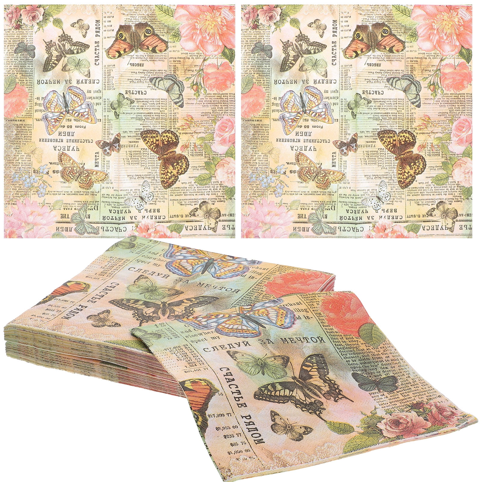 2 Boxes Printed Napkin Holiday Supply Paper Napkins Patterned Towels