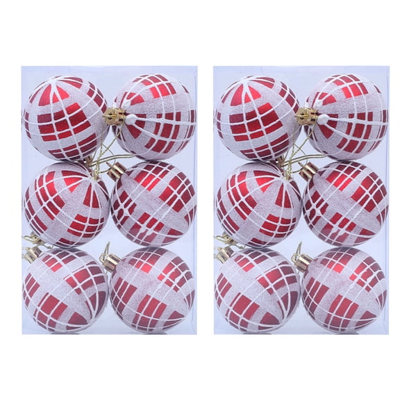 2 Boxes Plastic Tartan Ornament 6cm Christmas Decoration Elegant Holiday Decoration For Parties Window Display